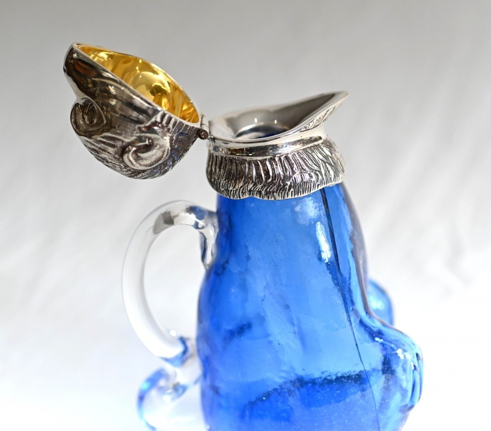 Silver Plate Monkey Glass Jug Decanter