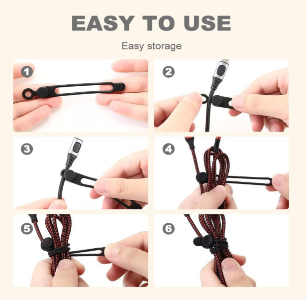 20pcs Data Cable Organizer, 2025 New Silicone Cable Ties Cable Management