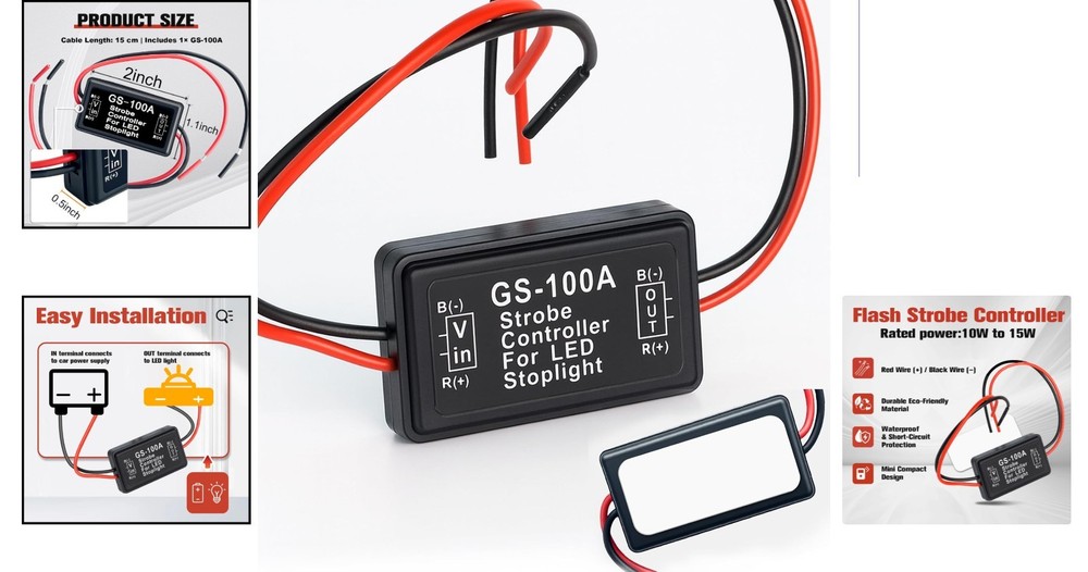 2-Pack -100A Flash Strobe Controller for Enhanced Vehicle Safety, 12V-24V