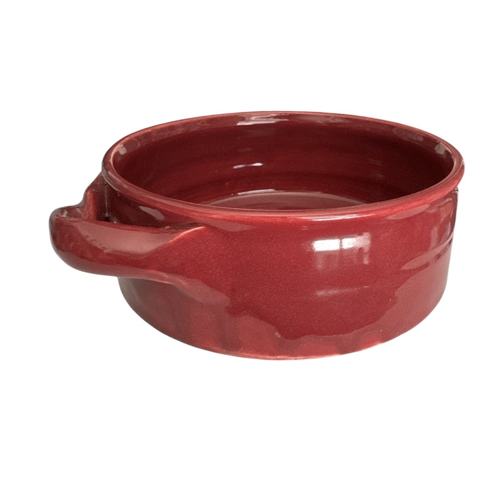 Vintage Signed Bear Pottery 7” Cherry Red Baking Pot