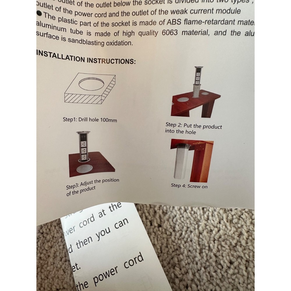 Zeshan Electric Smart Lifting Desktop Socket New Open Box