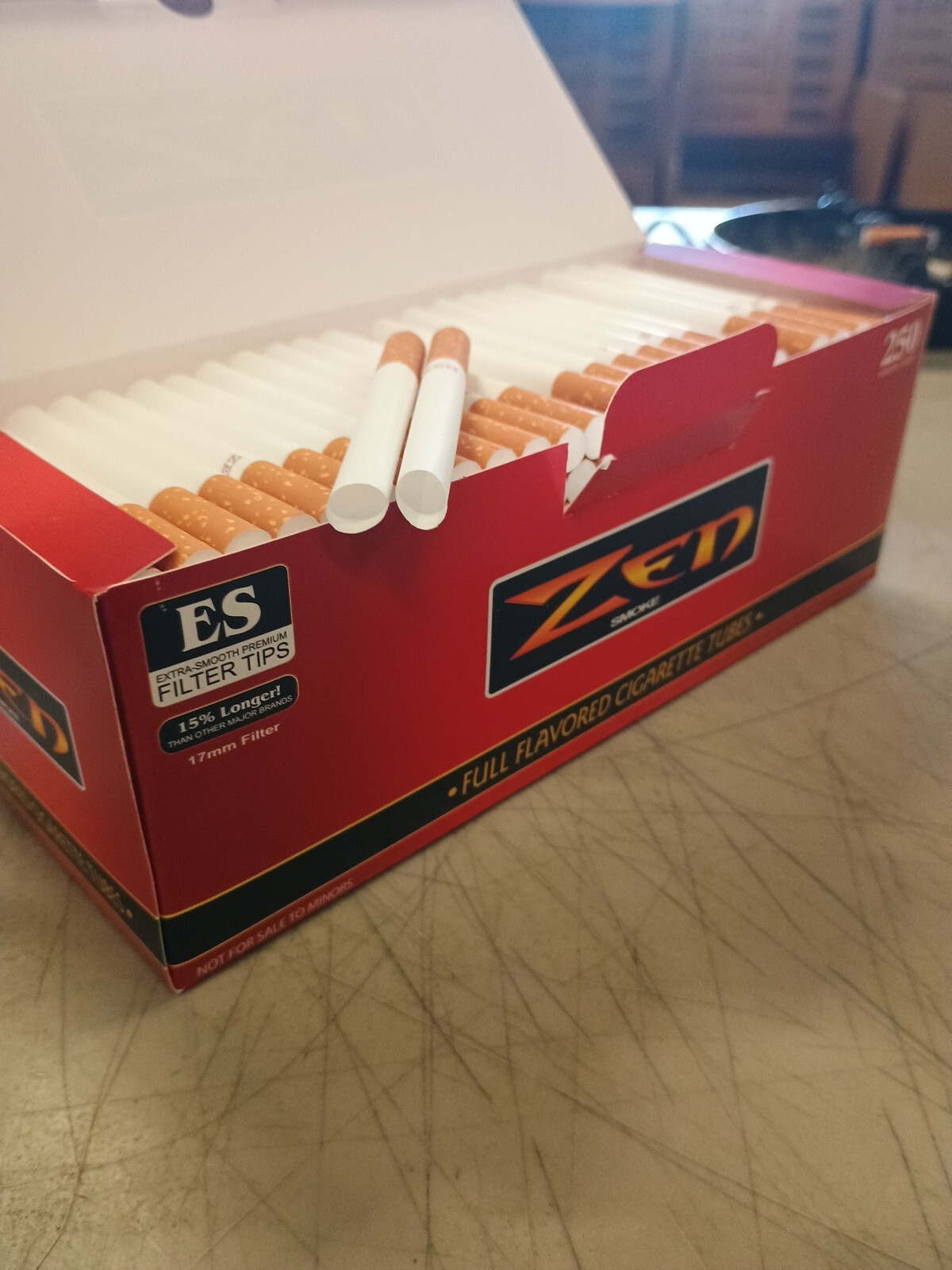Zen Red King Size Full Regular Cigarette Tubes 40 Box Case