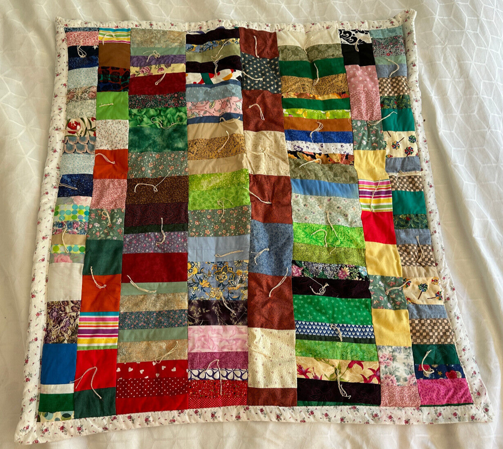QUILT HOME MADE HANDMADE 37" 34" 37X34 LAP BLANKET PATCHWORK