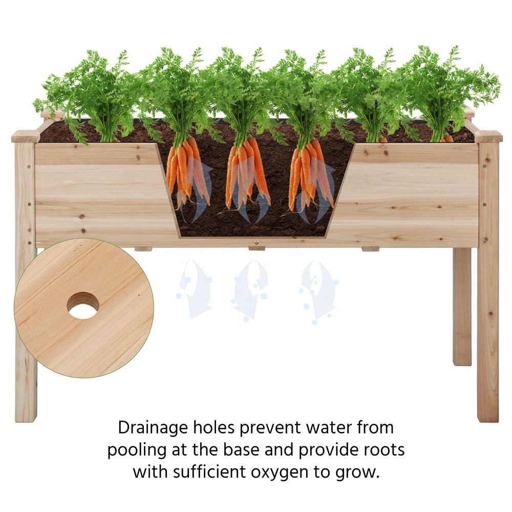 Wood Garden Raised Bed Vegetable Herb Grow Box Elevated Gardening Planter Yard