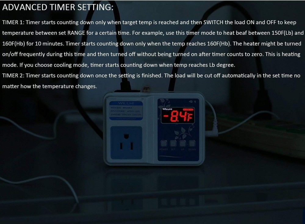 Plug and Play WH1436A Temperature Controller: 10A Efficient Cooking Solution