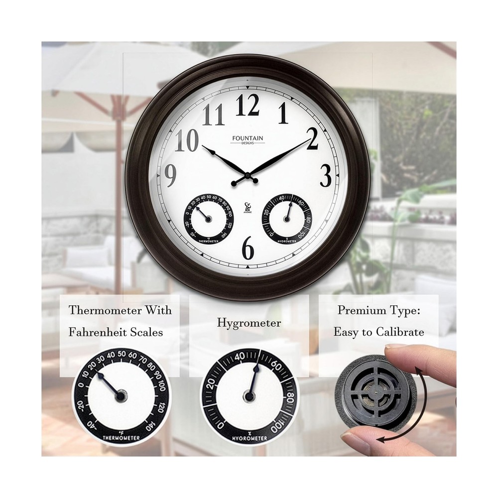 20" Evander Large Outdoor Atomic Wall Clock with Temperature & Humidity, Wate...