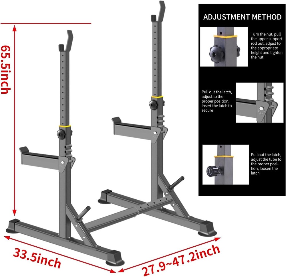 Adjustable Squat Rack,Multi-Function Barbell Rack Weight Lifting & Home Gym