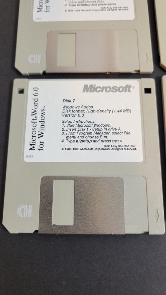 Microsoft Word 6.0 Full Windows Set 9-Disk Floppy Vintage