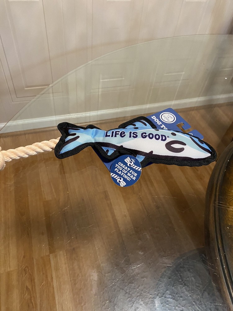 LIFE IS GOOD 15” Interactive Fish Plush Dog Toy With Squeaker
