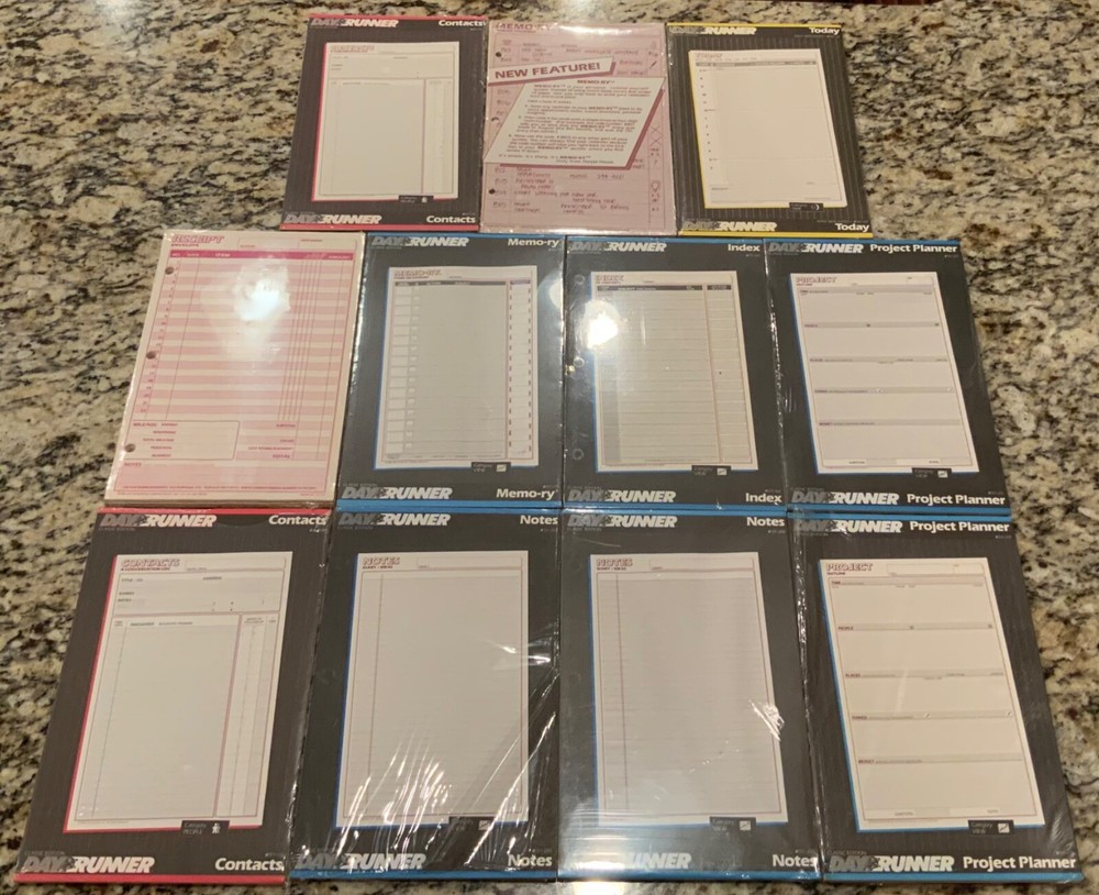 11 Day Runner 3 Ring Refill Lot Planner Memory Index Notes Contacts Receipt Plus