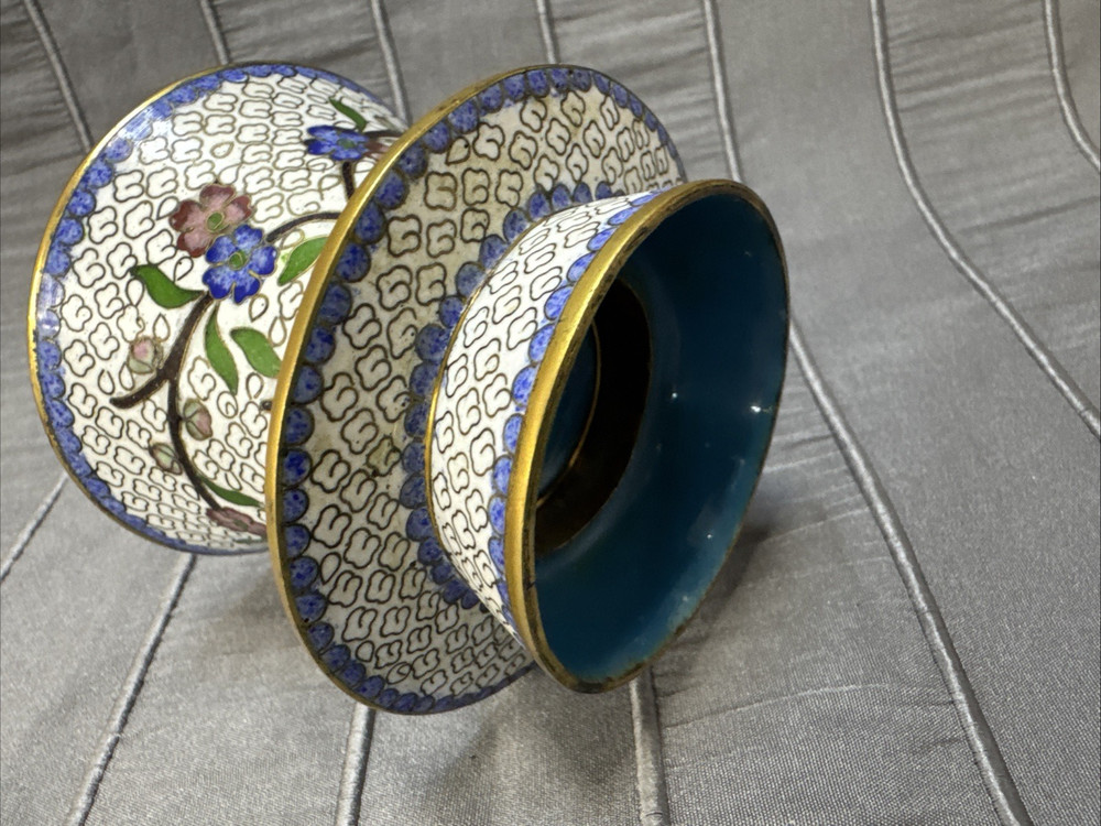 Cloisonne Floral Pattern Lidded Incense Burner Censer