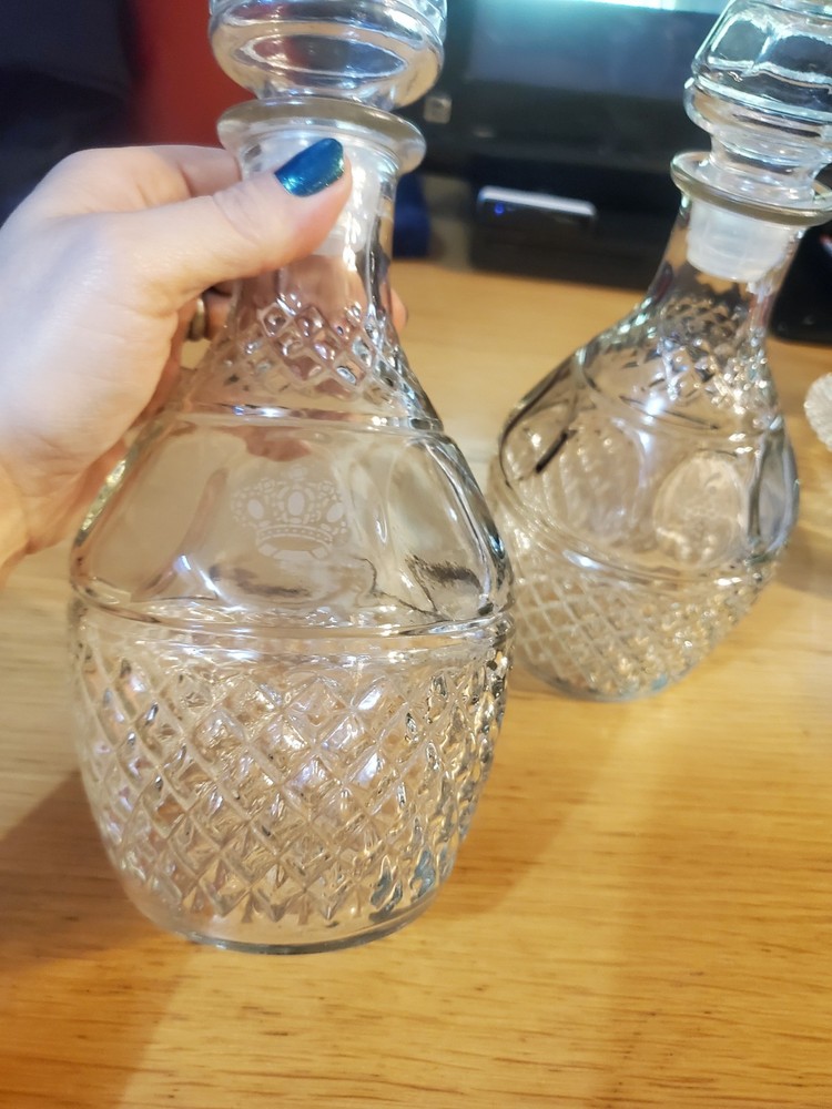 Vintage Crystal Wine And Brandy Bottle Containers