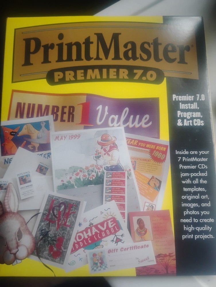 PrintMaster Premier 7.0 Desktop Publishing Software CD for Windows 95 98 NT 4.0