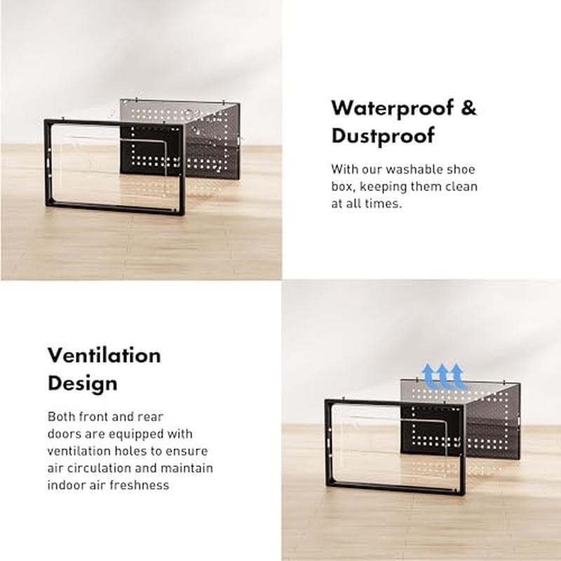 15 Pack Shoe Storage Boxes Clear Stackable Interlocking Organizer Closet New