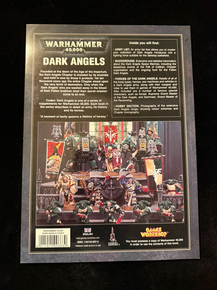 Games Workshop Warhammer 40k Dark Angels Codex Rulebook 4th Edition