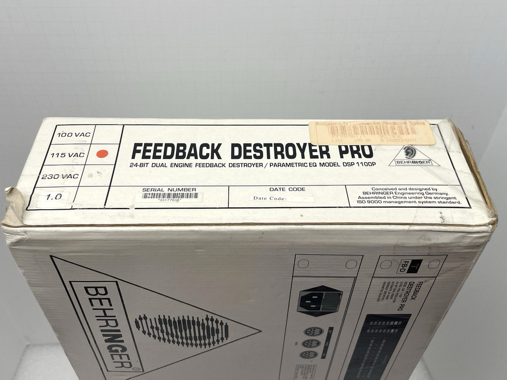MINT BEHRINGER FEEDBACK DESTROYER PRO PARAMETRIC EQ DSP 1100P