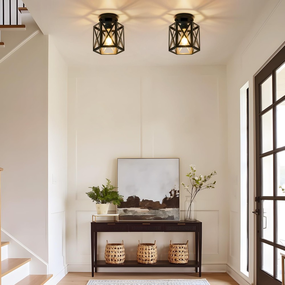 Modern Semi Flush Mount Ceiling Light,1-Light Hexagon Flush Mount Ceiling Lig...