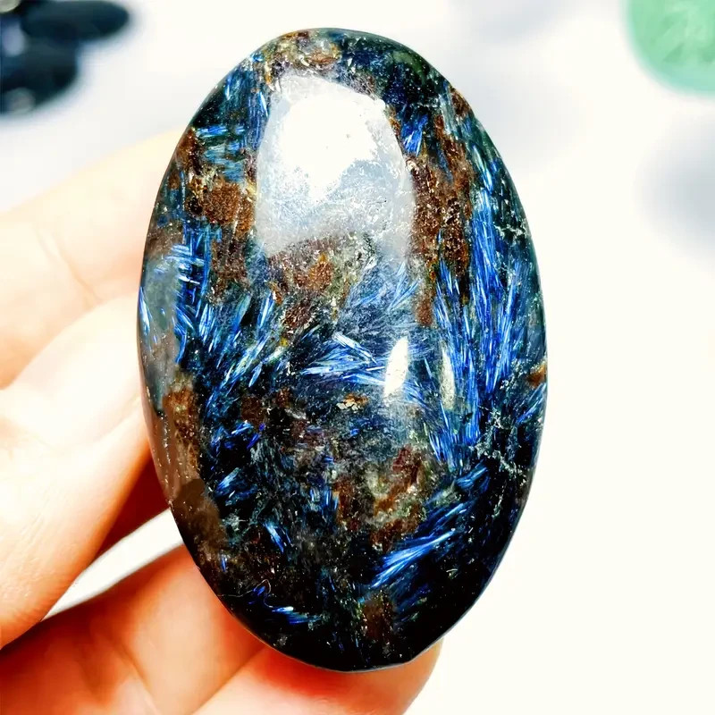 Natural Arfvedsonite Palmstone Worry Stone Healing Crystal Meditation Reiki Gift