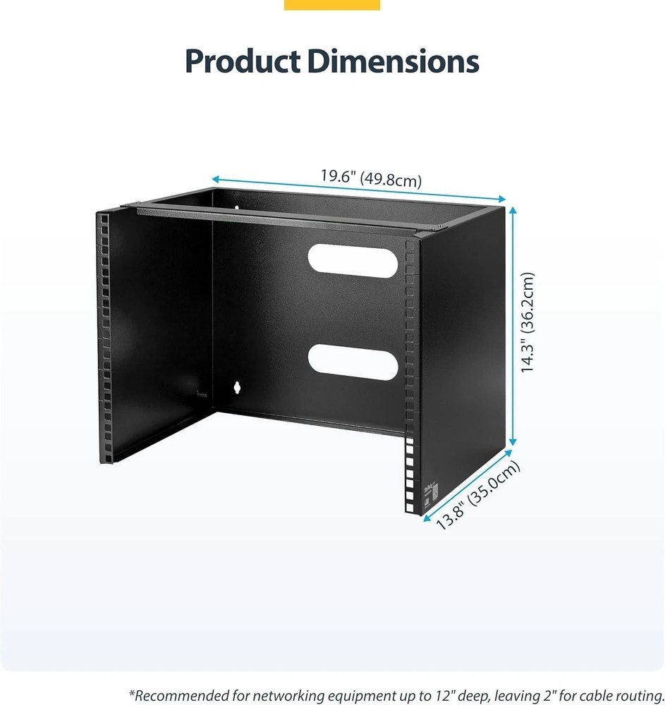 Robust Wall Mounted Patch Panel for Networking, 8U Design, Steel Construction