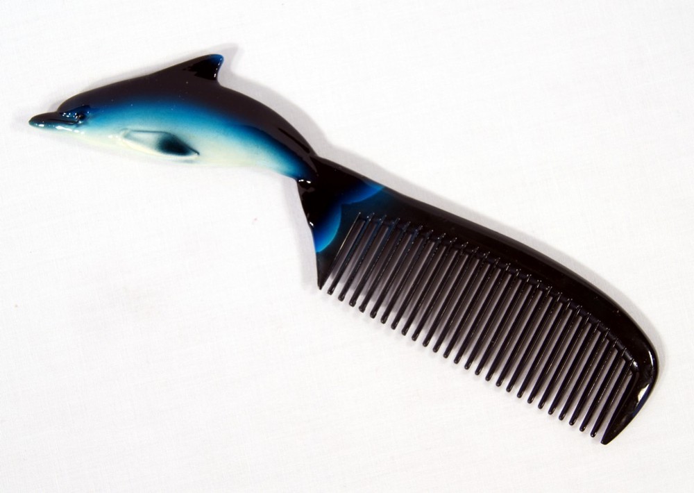 Hand Painted Blue Dolphin Comb D003D