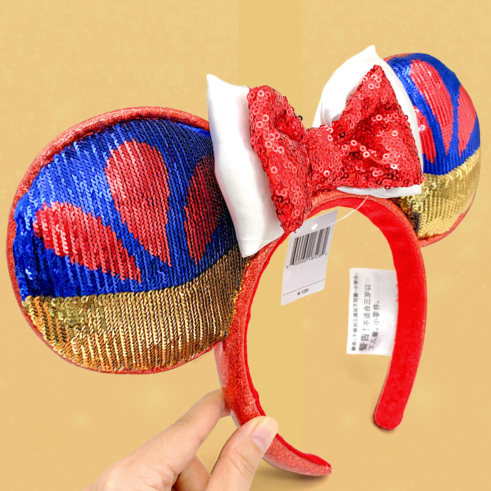 Disney- Parks Snow White Sequined Minnie Mouse Ears Headband Disneyland