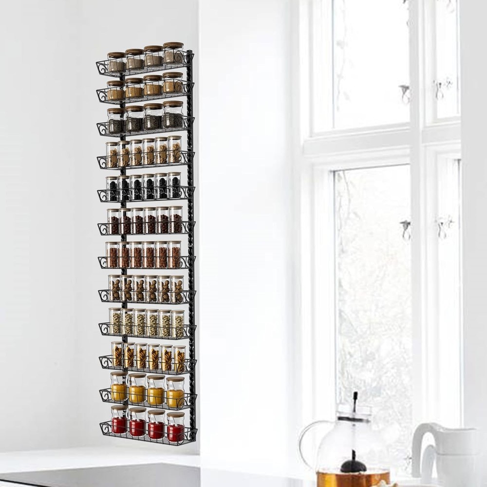 Adjustable Wall Mount Spice Rack Organizer, 12-Tier Dual-Use (Multi-Use) Hanging