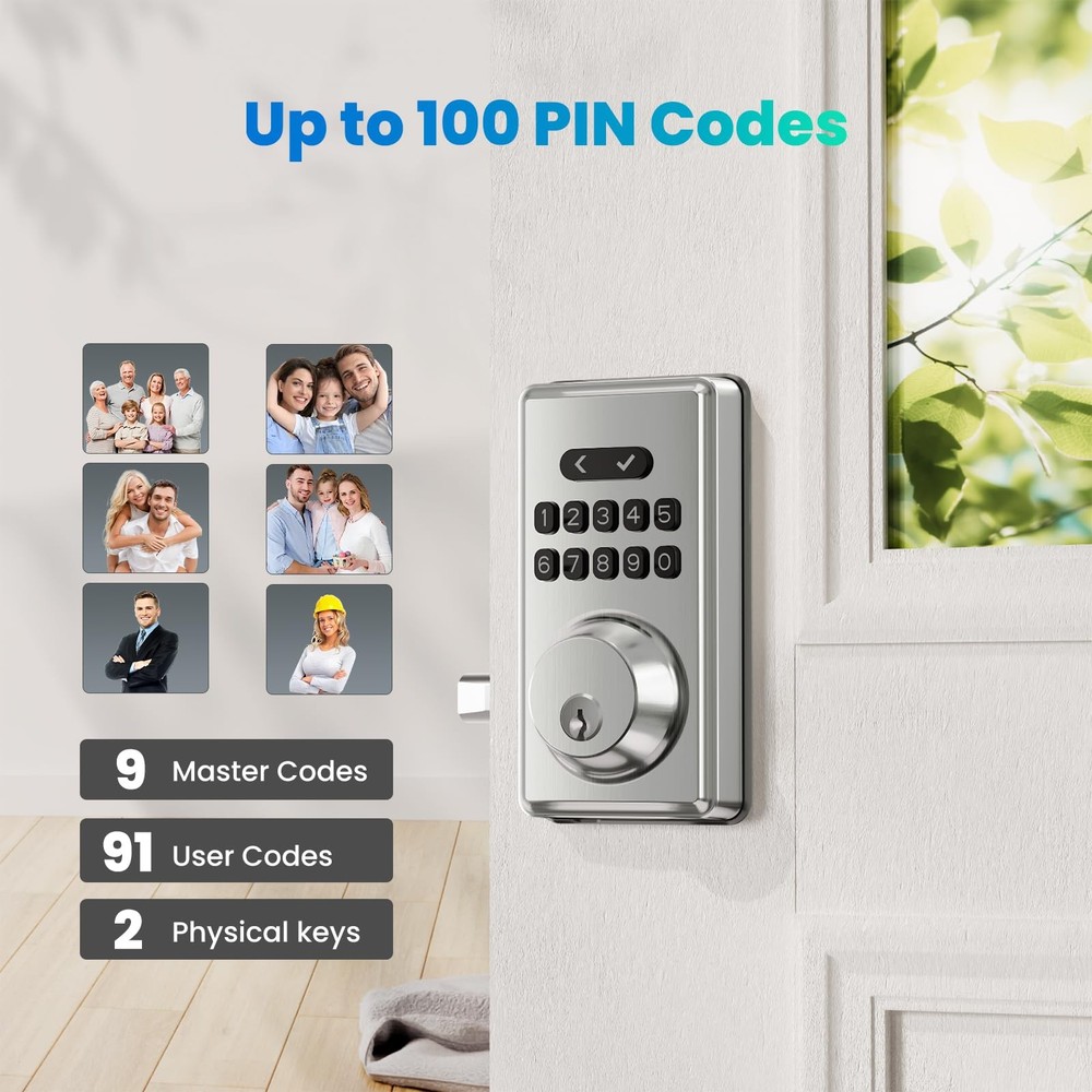 Keyless Entry Door Lock Deadbolt with Keypad, Digital Smart Locks with Code, ...