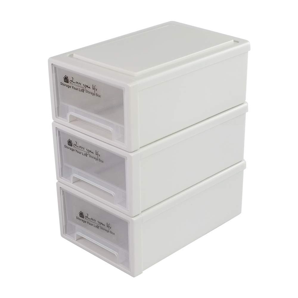 6 Quart Plastic Storage Drawers, Stackable Desktop Organizer, 3 Packs