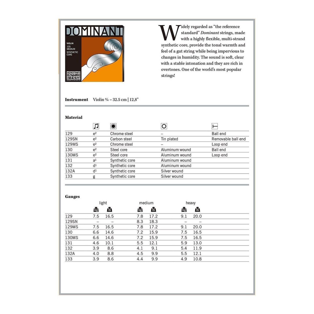 Thomastik Dominant 4/4 Violin A String Medium Aluminum-Perlon 4/4 Size