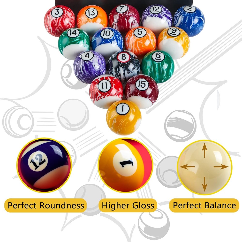 Billiard Balls Set 16 Pool Table Marble Premium