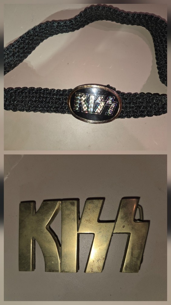 Set Of 2 Kiss Vintage 1970s Belt Buckle Lot Of 2 - Brass Pacifica - Gene Simmons