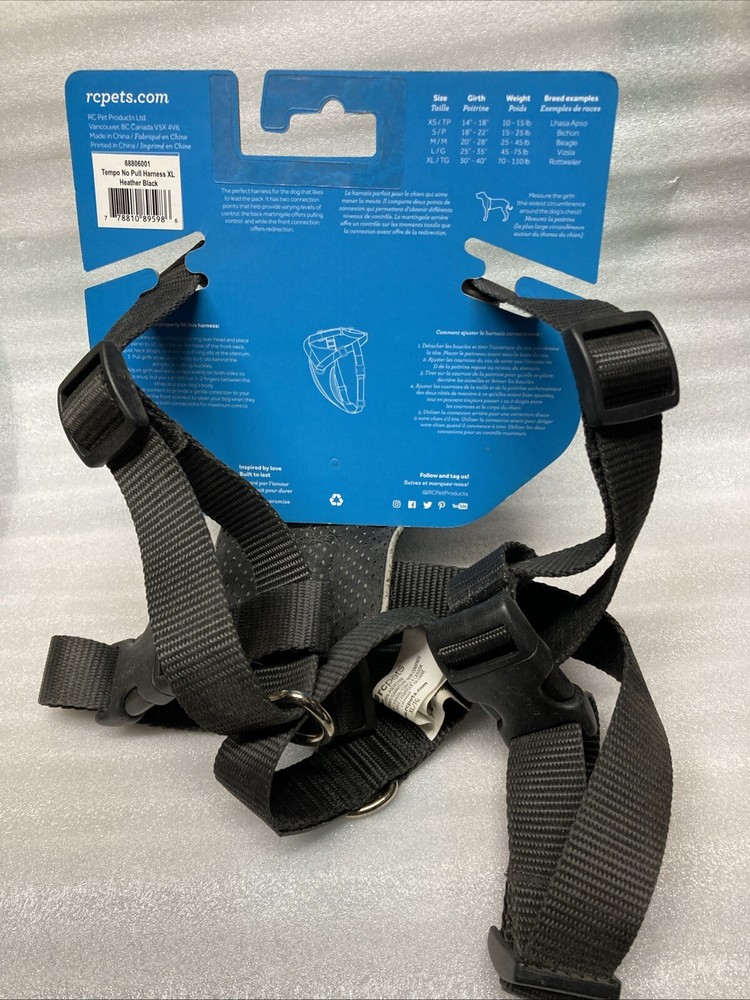 Tempo No Pull Harness XL Heather Black