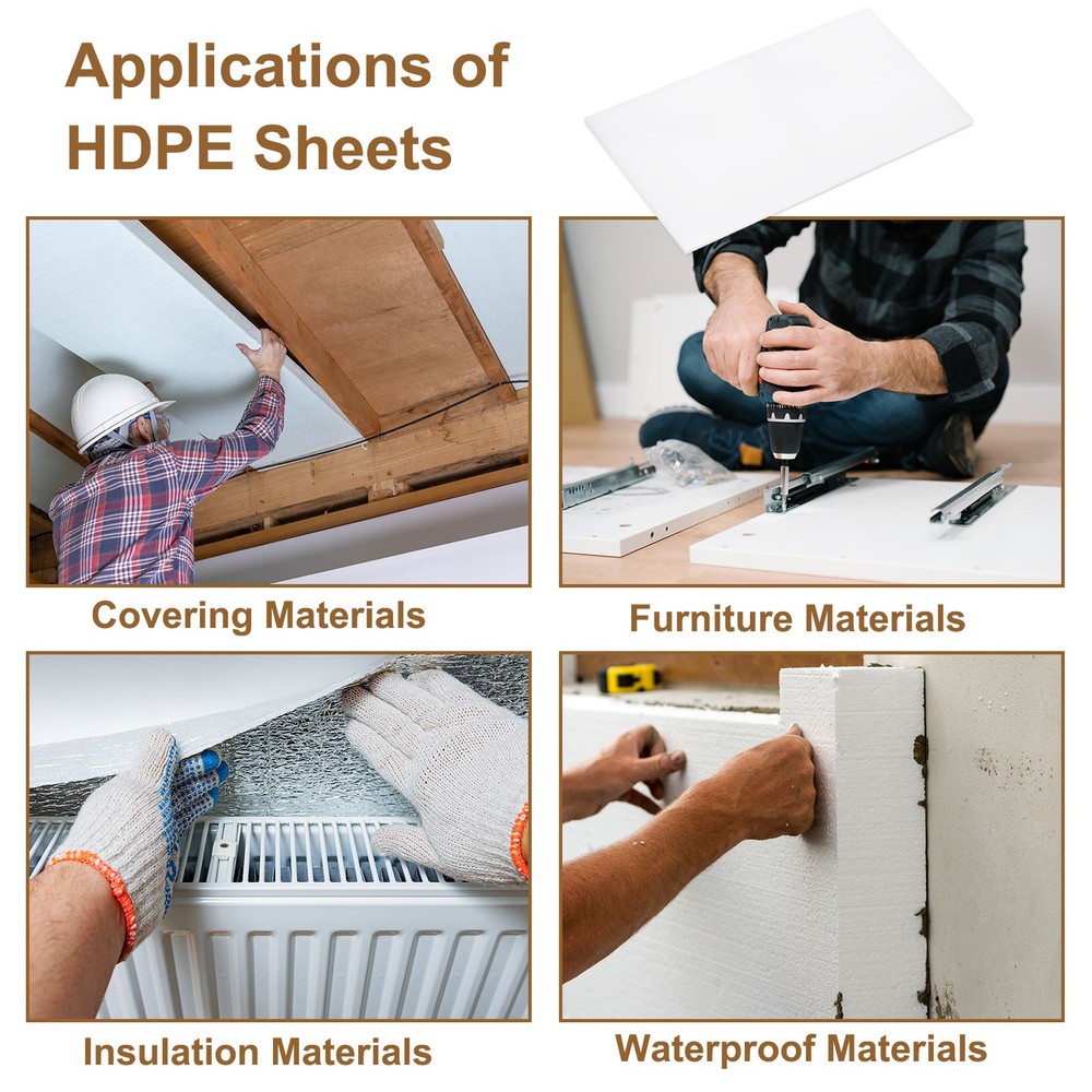 HDPE Plastic Sheet 1/8" Thick, 8" x 24" Polyethylene Plastic Blocks, White