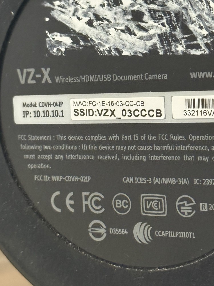 IPEVO VZ-X 8MP Document Camera Wi-Fi HDMI USB Wireless