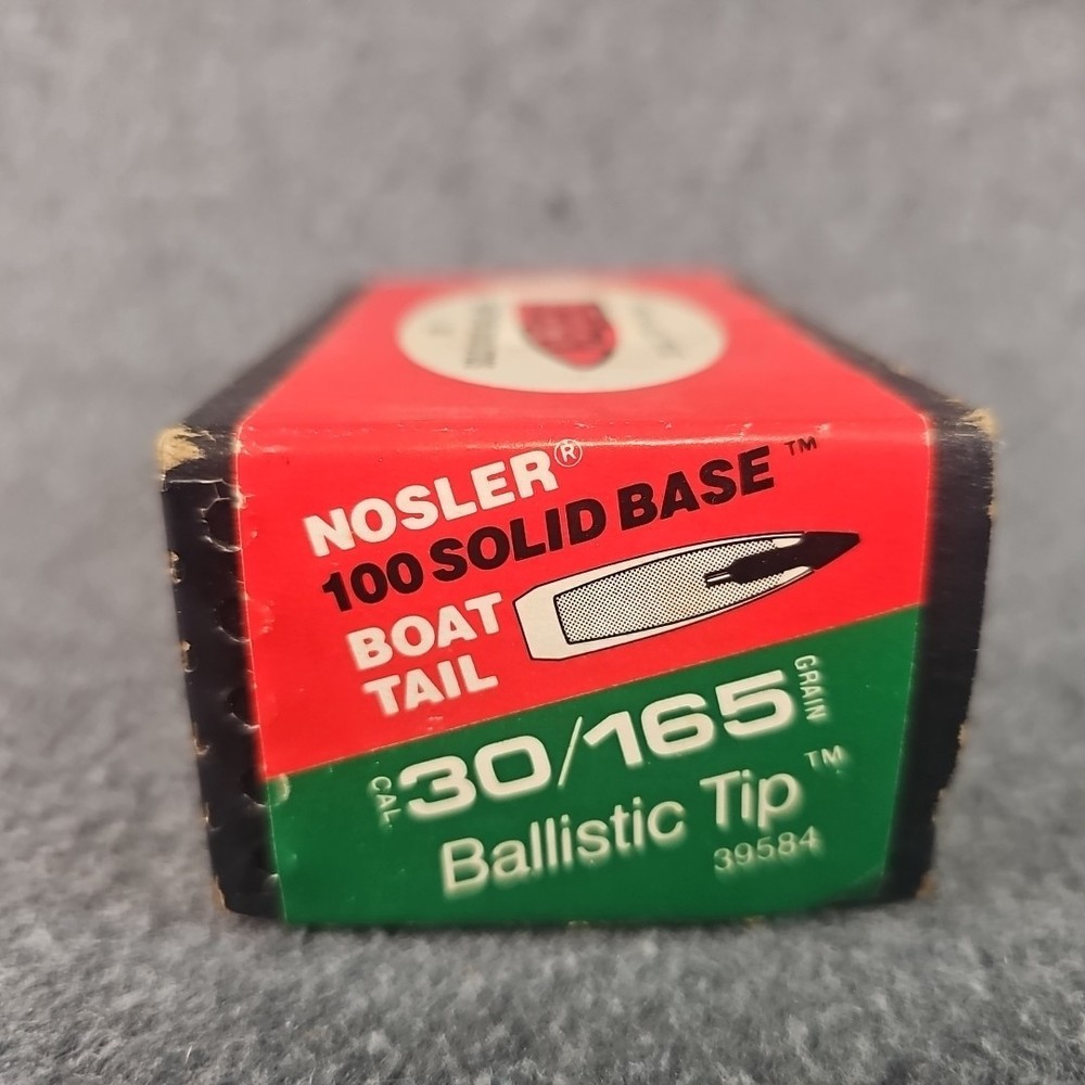 Vintage Empty box Nosler .30 Caliber (.308) 165 Grain Solid Base bullets