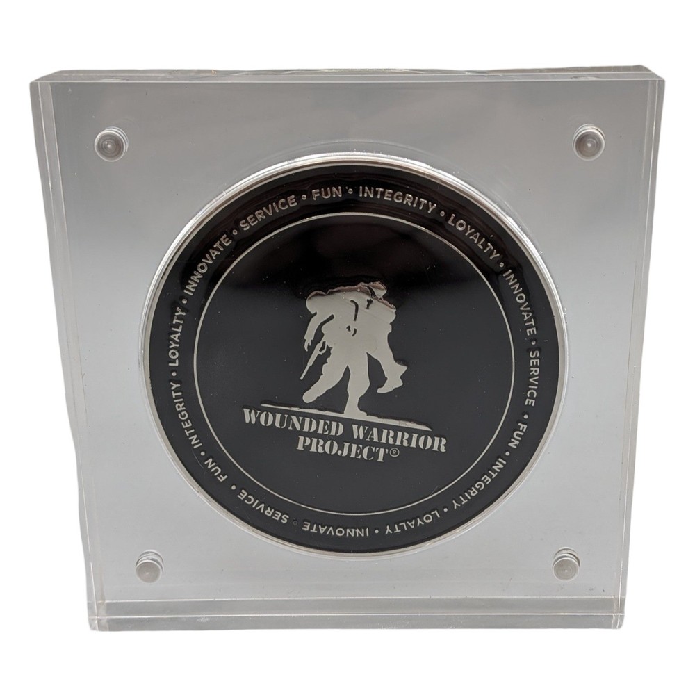 Wounded Warrior Project 10 Year Anniversary Challenge Coin 3" Acrylic Display