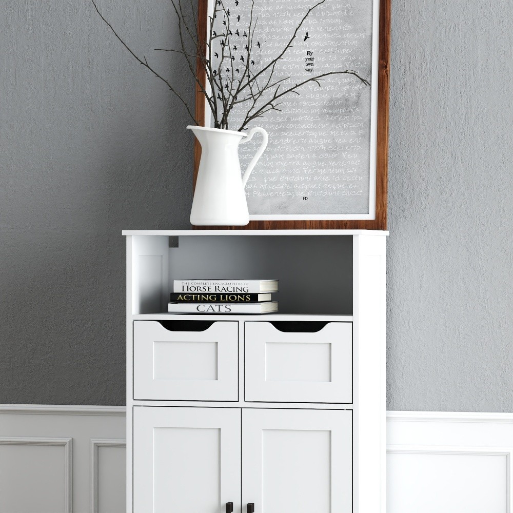 Multi-Purpose Storage Cabinet Double Doors Features Adjustable Shelves