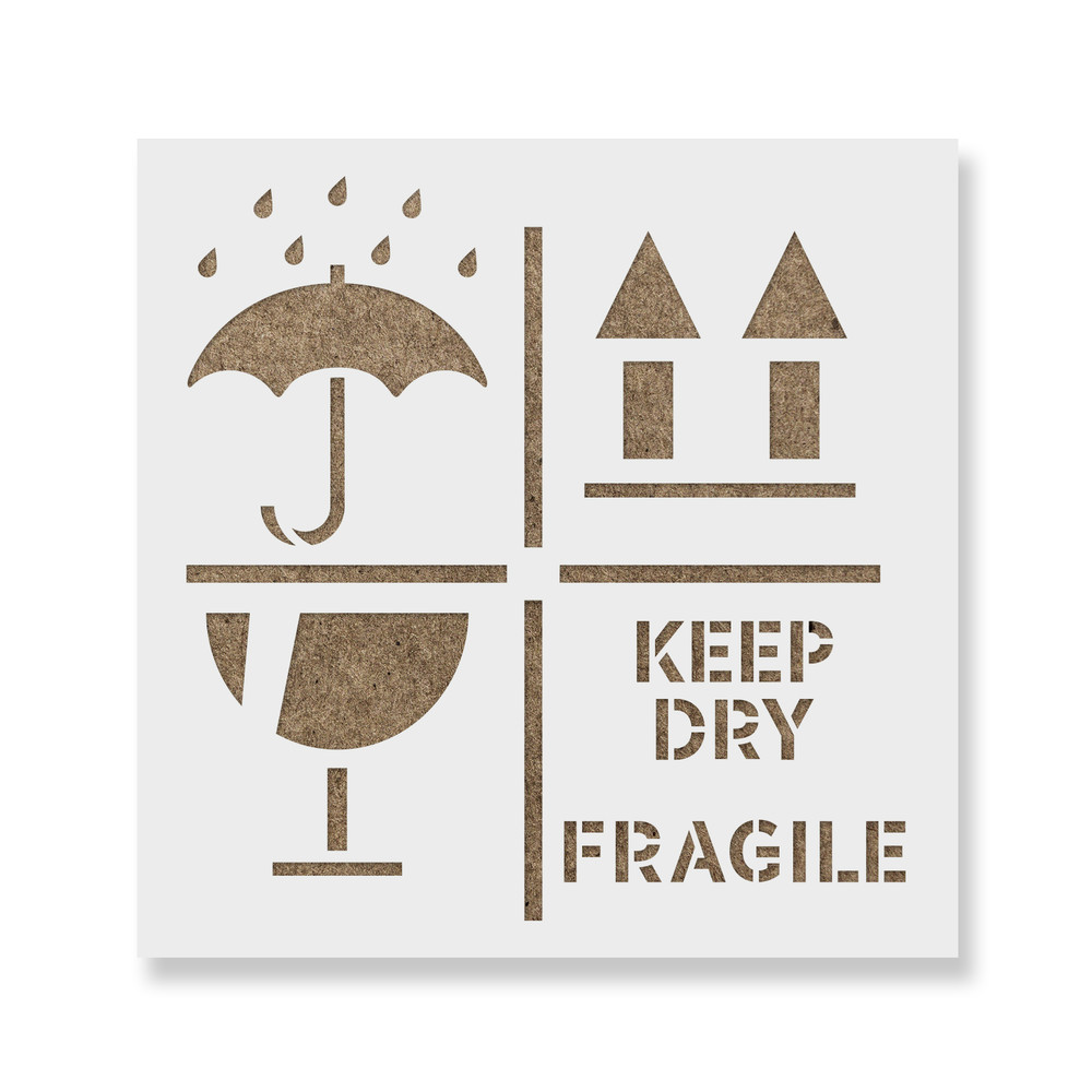 Keep Dry Fragile Up Text Stencil - Durable & Reusable Mylar Stencils