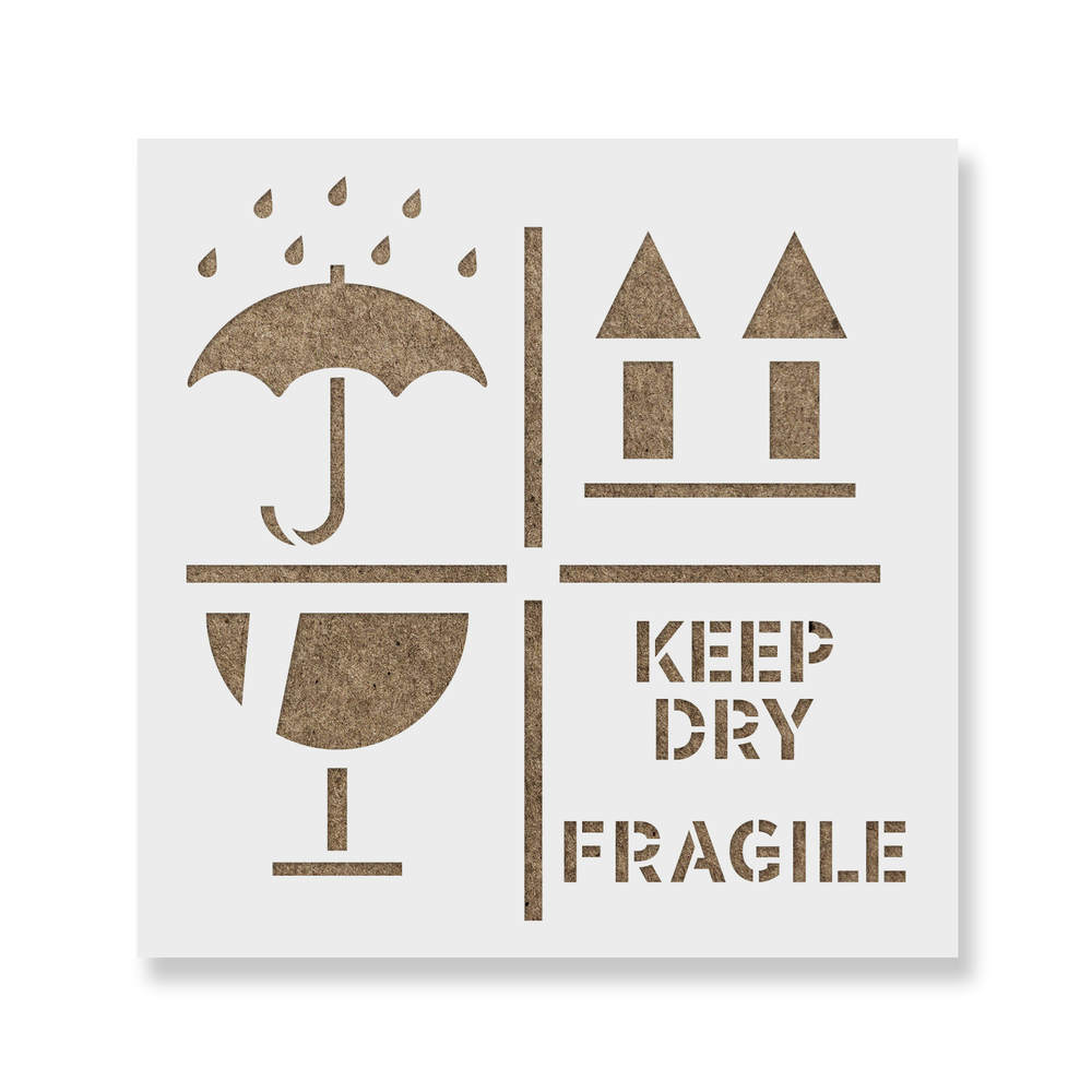 Keep Dry Fragile Up Text Stencil - Durable & Reusable Mylar Stencils