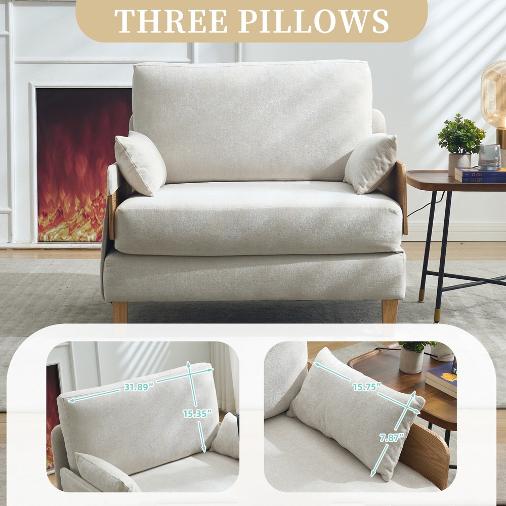 Convertible Sleeper Sofa Bed Multi-Functional Folding Recliner Chair w/ Pillows