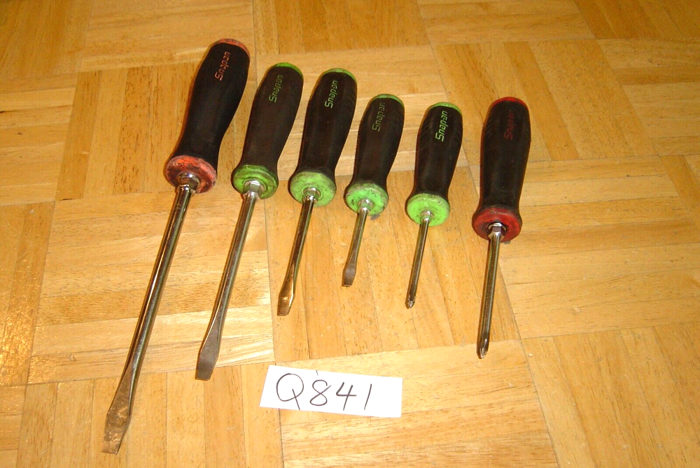 SNAP-ON TOOLS 6 PIECE GREEN & ORANGE SOFT GRIP HANDLE SCREWDRIVER SET