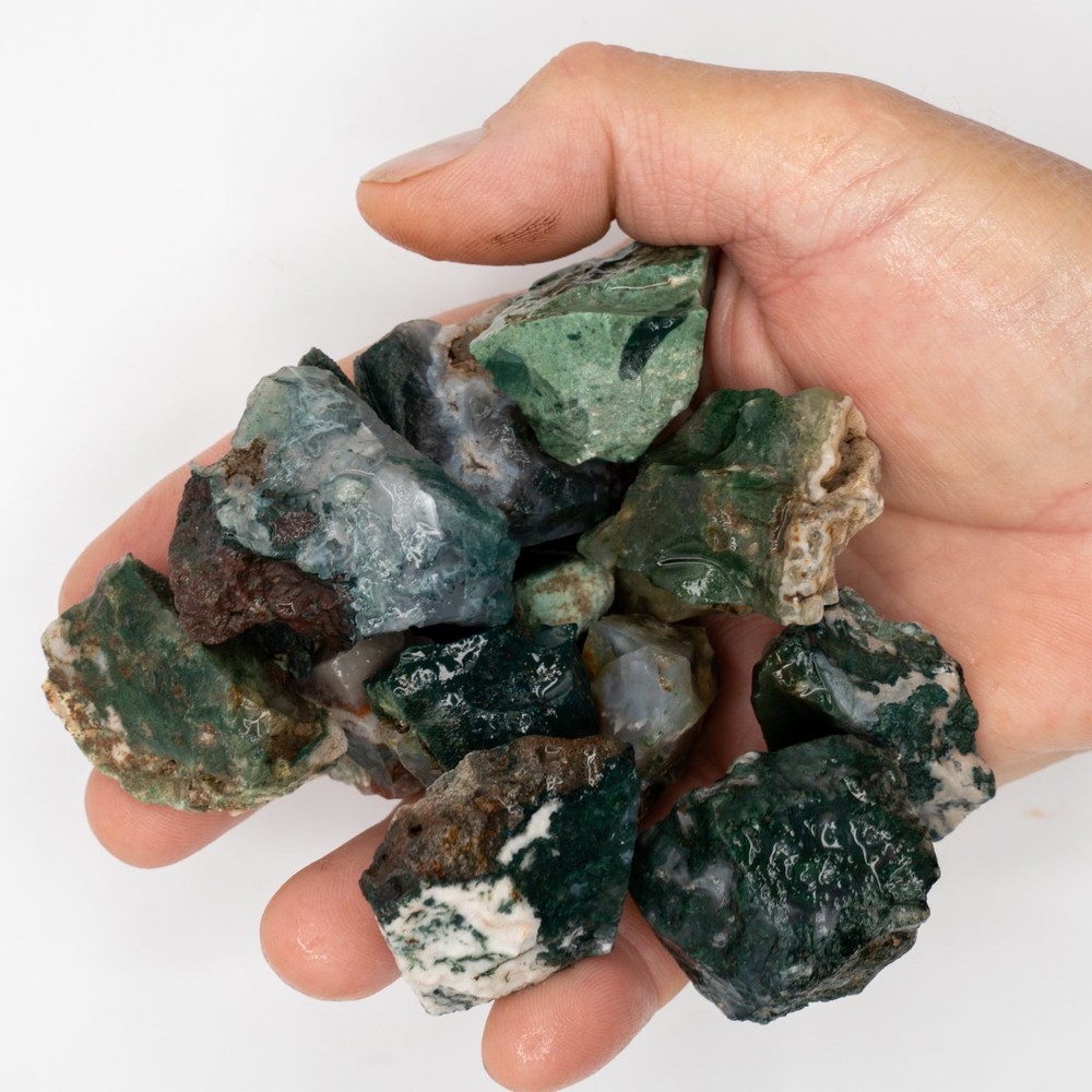 Moss Agate Tumbling Rough for Rock Tumbling 5LBs