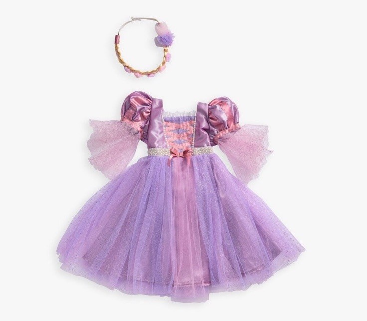 Pottery Barn Disney Princess Rapunzel Costume Dress Blonde Braided Headband NWT