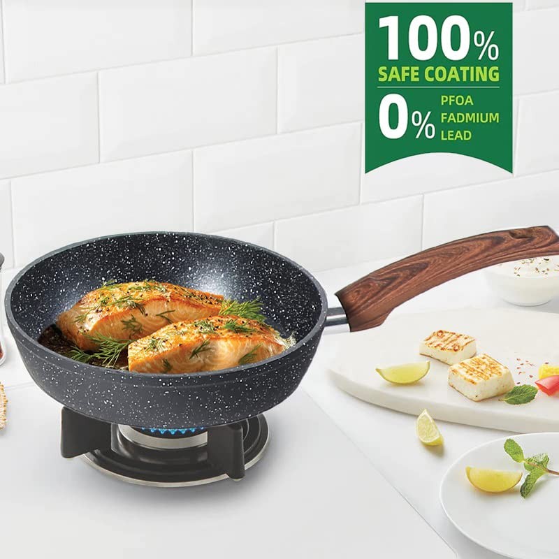Induction Cookware Sets - 12 Piece Cooking Pan Set, 12 PCS Cookware Set Black