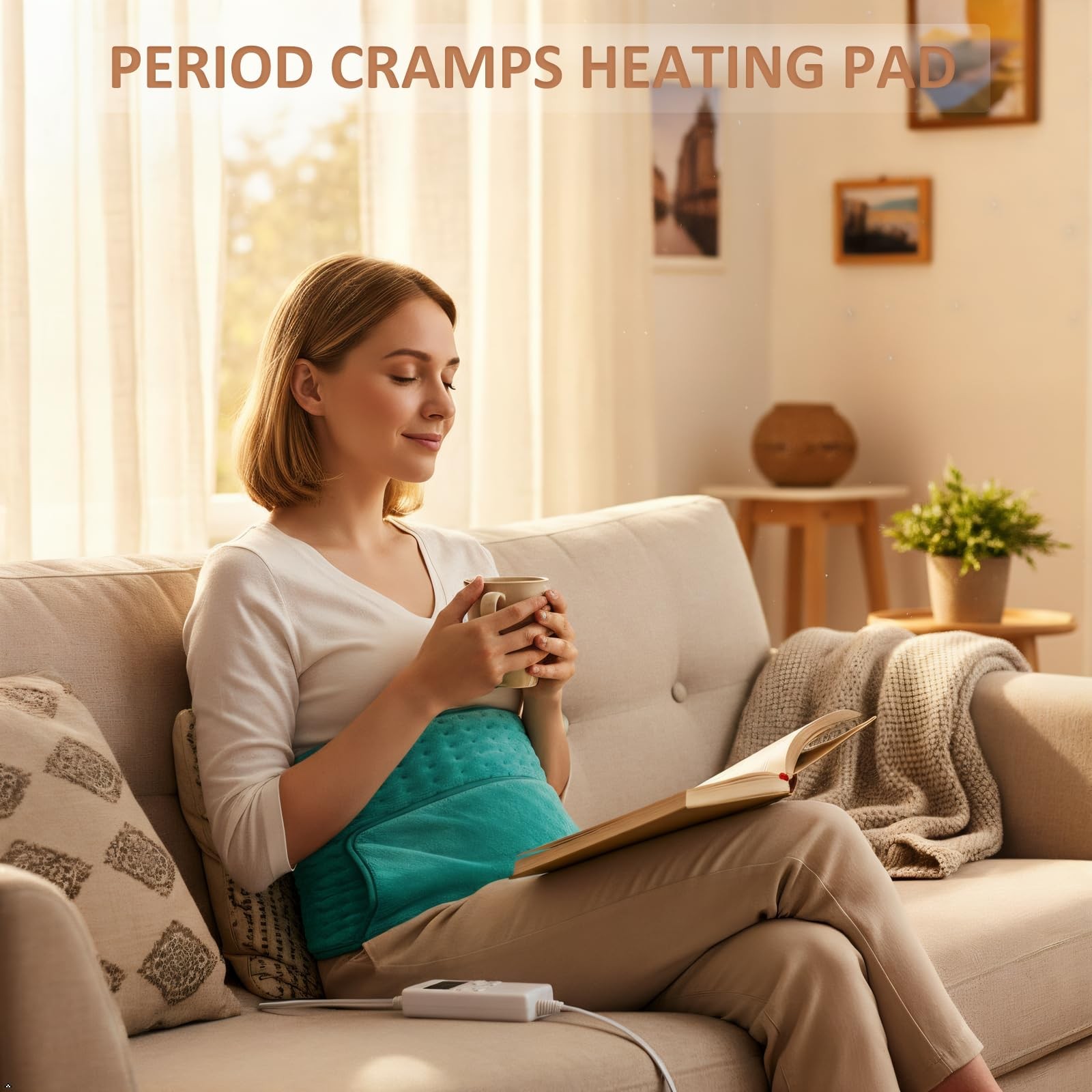 Heating Pad Back Pain Relief Electric Heating Pad for Period Cramps Lower Bac...