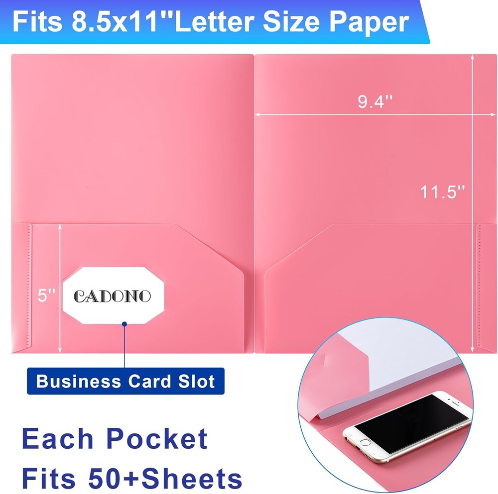 Plastic Folders with Pockets (8 Pack,Assorted Colors), Durable Heavy Duty File