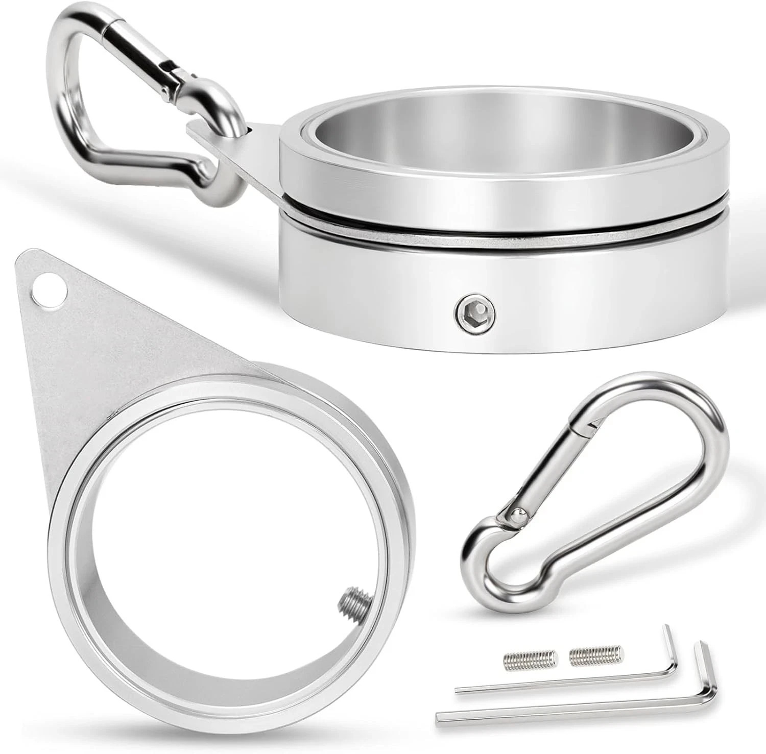 2" Large Flag Pole Rings, 2 Pcs Aluminum Alloy Spinning Flag Pole Ring Clips Swi