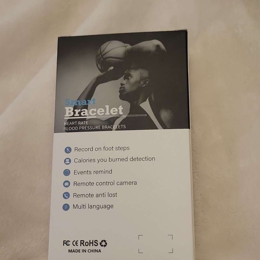 Smart Bracelet Activity Tracker Black Heart Rate Blood Pressure Remote Camera