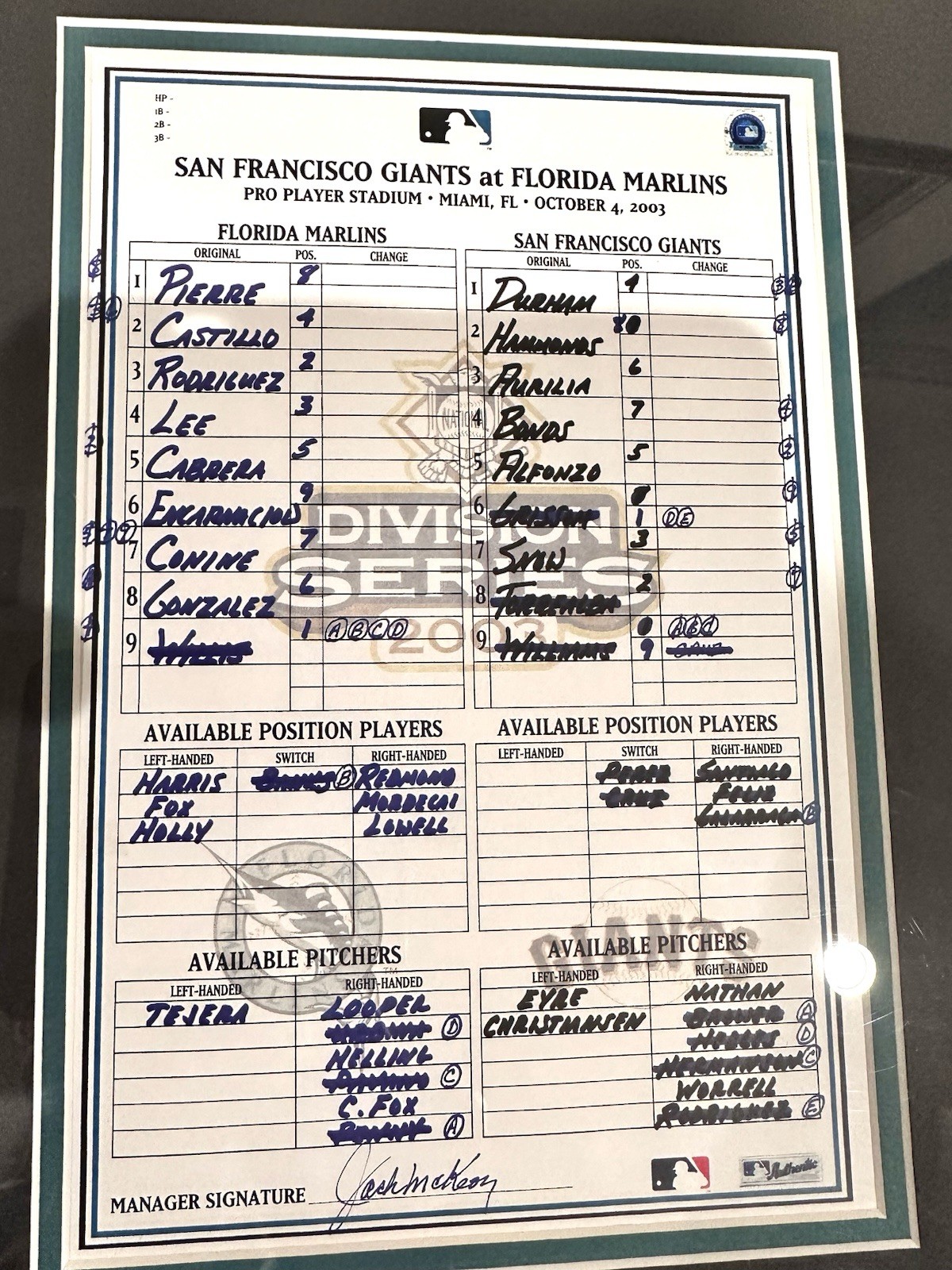 Ivan Rodriguez Florida Marlins Game-Used 1983 NLDS Base & Ball Framed Display