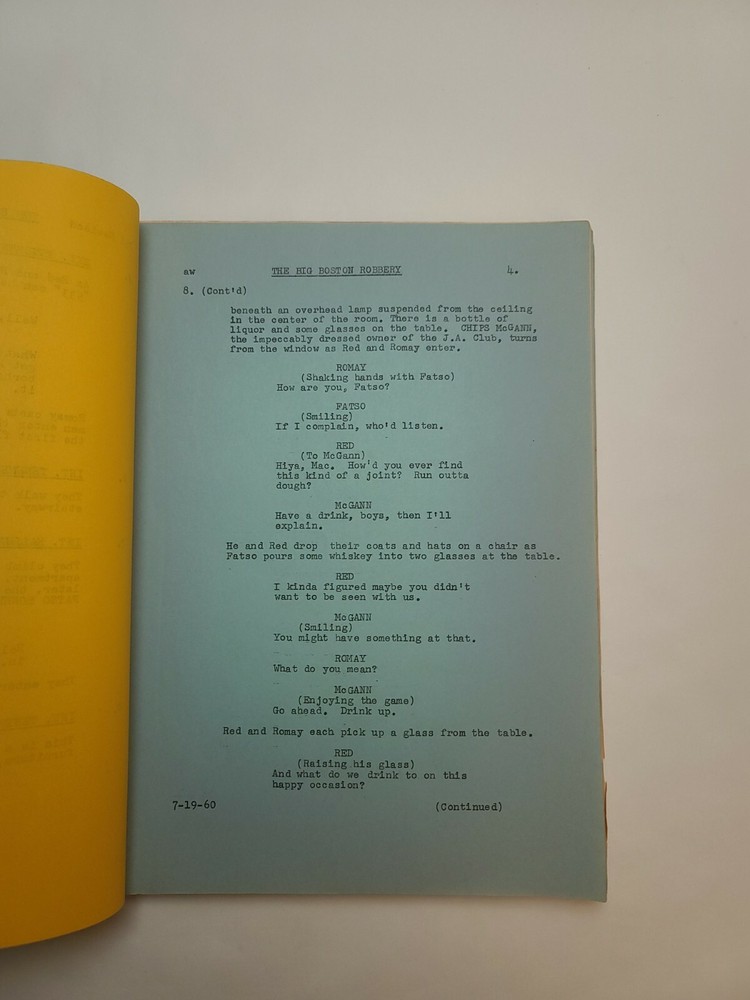 BLUEPRINT FOR ROBBERY / Irwin Winehouse 1960 Screenplay, Joe Conley used script